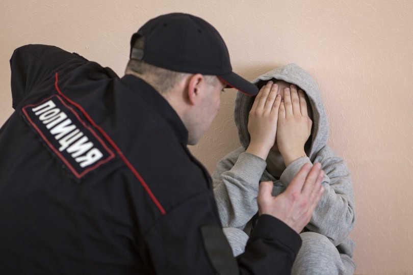 Russian Federation. A police officer at work.